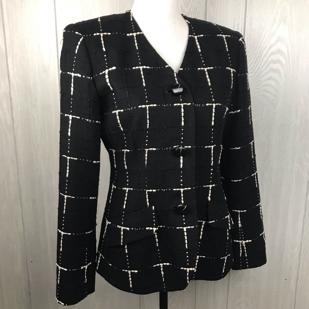 Doncaster silk black and white button front jacket